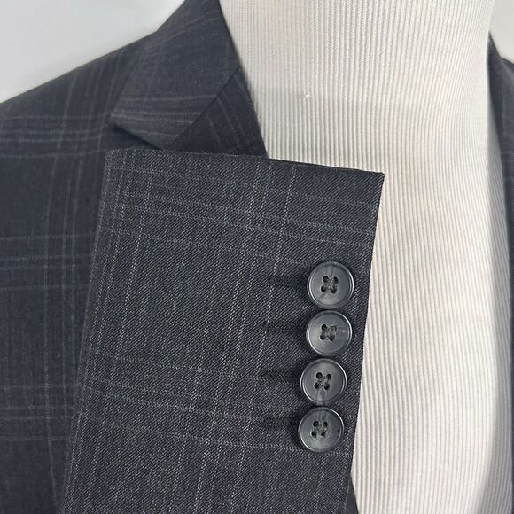 Joseph Abboud 38R Sport Coat 100% Wool Gray Plaid Two Button Double Vented - Picture 5 of 8
